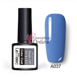 Oja semipermanenta LeMooc color UV / LED de 8 ml Cod A037 Venetian Blue + 1 Cutie sclipici Auriu Cadou